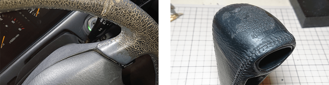 劣化したハンドルとシフトレバー